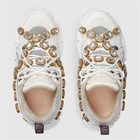 gucci swarovski crystal sneakers|Gucci flashtrek sneakers with crystals.